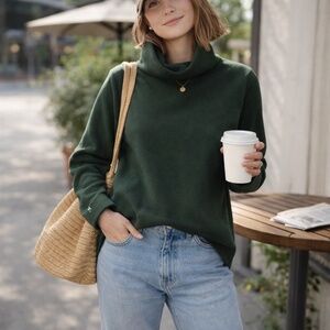 Dudley Stephen's sweater women L turtle neck green polar fleece "Park Slope"